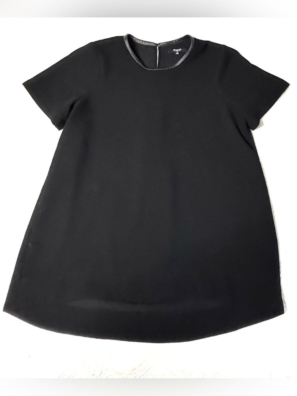 Madewell Black Short-Sleeve Swing Top Size Medium Leather Trim